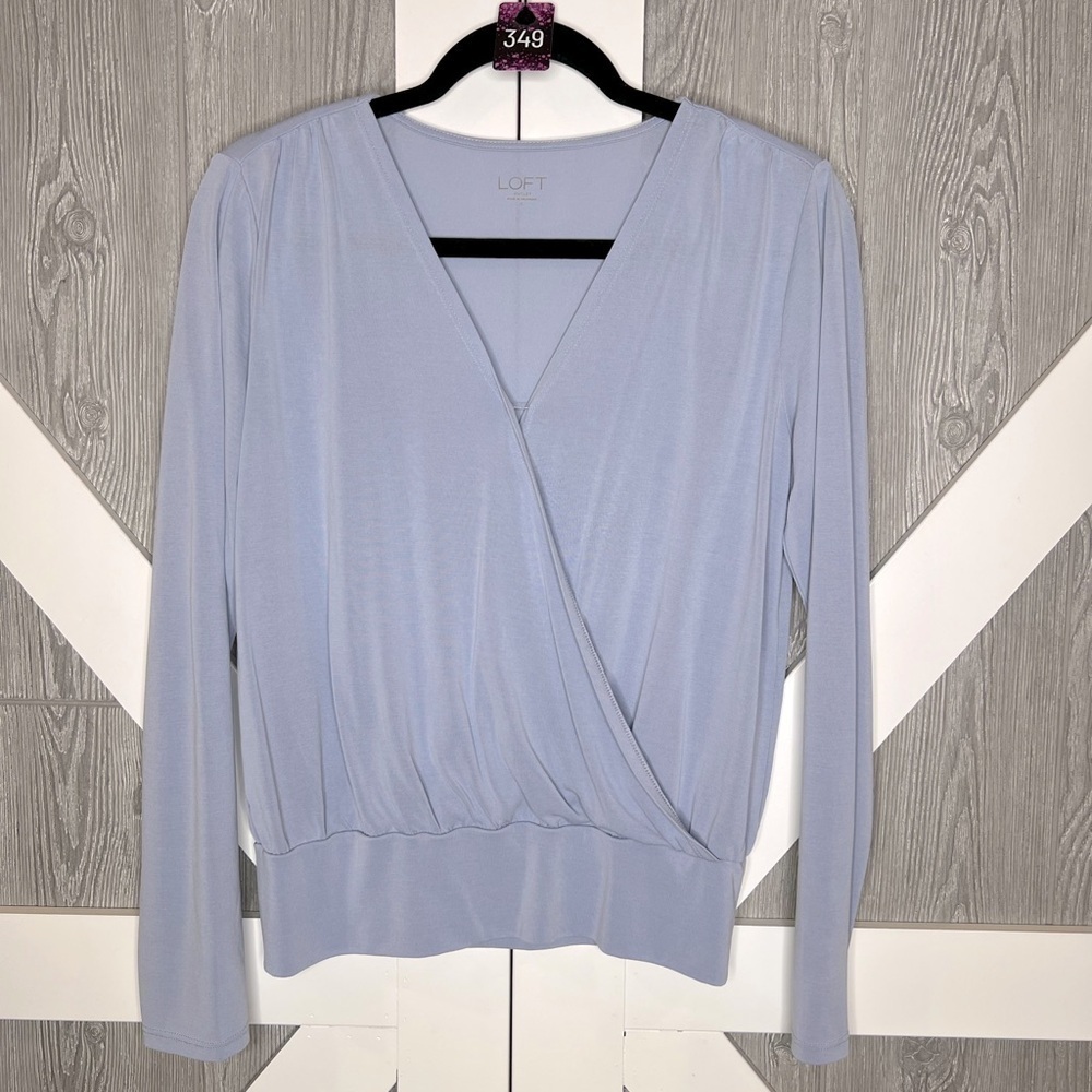 349. LOFT Women's Light Blue Wrap Top Small
